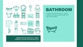 bathroom bath equipment hygiene icons set vector