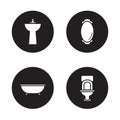 Bathroom black icons set