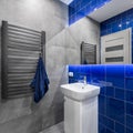 Bathroom in blue and grey Royalty Free Stock Photo