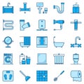 Bathroom blue icons. Vector Toilet And Washroom symbols