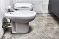 Bathroom bottom bidet and toilette view Royalty Free Stock Photo