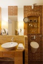 Bathroom with brick wall Royalty Free Stock Photo