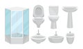 Bathroom Ceramic Shiny Objects Vector Illustrated Set