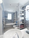 Bathroom classical style in blue tones