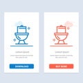 Bathroom, Cleaning, Toilet, Washroom Blue and Red Download and Buy Now web Widget Card Template