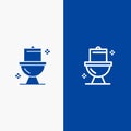 Bathroom, Cleaning, Toilet, Washroom Line and Glyph Solid icon Blue banner Line and Glyph Solid icon Blue banner