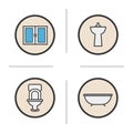 Bathroom color icons set