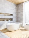 White wood bathroom corner, tub Royalty Free Stock Photo