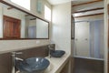 Bathroom with Cream Tiled Walls