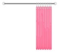 Bathroom curtain hanging. Pink shower textile drapes