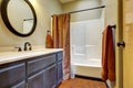 Bathroom with dark brown vanity cabinet Royalty Free Stock Photo