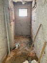 Bathroom demolition and renovation - remove bathroom tiles Royalty Free Stock Photo