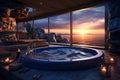 Bathroom design planning, luxury style flawless , relaxing place with a view of the sea scenery, magnificent original