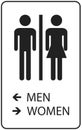 Bathroom Directional Sign Men Left, Women Right