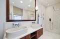 Bathroom with double hand wash basin Royalty Free Stock Photo