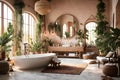 bathroom with exotic rainforest influences