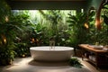 bathroom with exotic rainforest influences