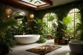 bathroom with exotic rainforest influences