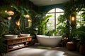 bathroom with exotic rainforest influences