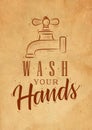 Bathroom faucet wash your hands graphic craft