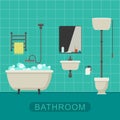 Bathroom flat banner. Royalty Free Stock Photo