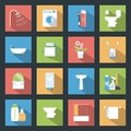 Bathroom flat icons set Royalty Free Stock Photo