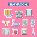 Bathroom furniture icon set in flat style Royalty Free Stock Photo