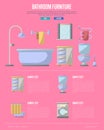 Bathroom furniture poster in flat style Royalty Free Stock Photo