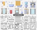 Bathroom furniture set in flat style Royalty Free Stock Photo
