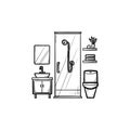 Bathroom hand drawn outline doodle icon.