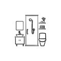 Bathroom hand drawn outline doodle icon.