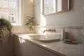 elegant house sink bathroom modern luxury design sunlight interior counter faucet. Generative AI. Royalty Free Stock Photo