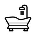 Bathroom icon. Bath with shower sign. Royalty Free Stock Photo