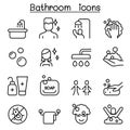 Bathroom icon set in thin line style