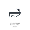 Bathroom icon. Thin linear bathroom outline icon isolated on white background from hygiene collection. Line vector bathroom sign, Royalty Free Stock Photo