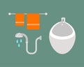 Bathroom icons colored set with process water savings symbols hygiene bidet and clean household washing cleaning beauty