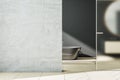 Bathroom interior with bath and gray concrete wall Royalty Free Stock Photo