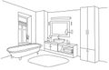 Bathroom interior. Bath room furniture set.