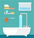 Bathroom interior with bath and shower Royalty Free Stock Photo