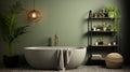 bathroom interior in the color of sage leaves