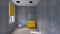 Bathroom interior decor design, 3d render, modern 3d illustration elegance relaxation toilet faucet Royalty Free Stock Photo
