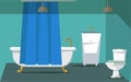 Bathroom interior decor flat vector illustration