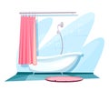 Bathroom interior decor flat vector illustration