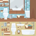 Bathroom interior design. Accessories and furniture set. Royalty Free Stock Photo