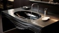 Bathroom interior detail with elegant trendy ultra modern design sink Royalty Free Stock Photo