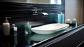 Bathroom interior detail with elegant trendy ultra modern design sink Royalty Free Stock Photo