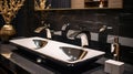 Bathroom interior detail with elegant trendy ultra modern design sink Royalty Free Stock Photo