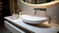 Bathroom interior detail with elegant trendy ultra modern design sink Royalty Free Stock Photo