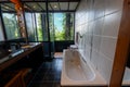 Bathroom Interior at Heritance Kandalama Hotel, Sri Lanka. Royalty Free Stock Photo