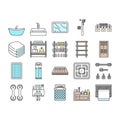 bathroom interior home icons set vector Royalty Free Stock Photo